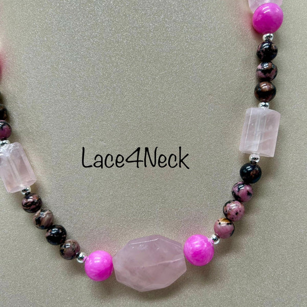 “Niralia”, Rhodochrosite & Rose Quartz necklace