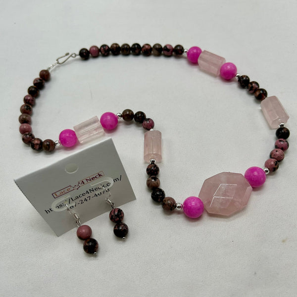 “Niralia”, Rhodochrosite & Rose Quartz necklace