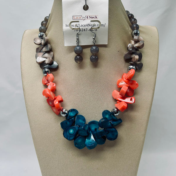 "Oceanic", mixed coral beads