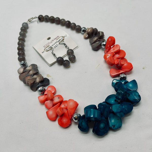 "Oceanic", mixed coral beads