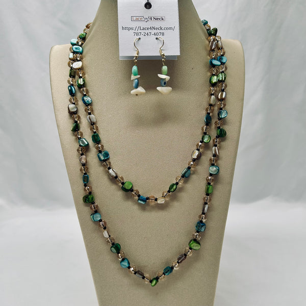 “Oskola,” Multicolor Shell & Glass long necklace