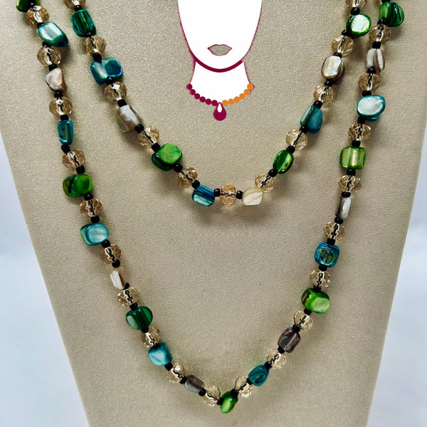 “Oskola,” Multicolor Shell & Glass long necklace
