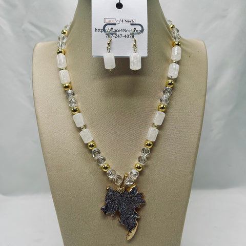 “Otoño,” Clear Quartz & Hematite necklace