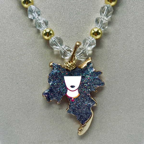 “Otoño,” Clear Quartz & Hematite necklace