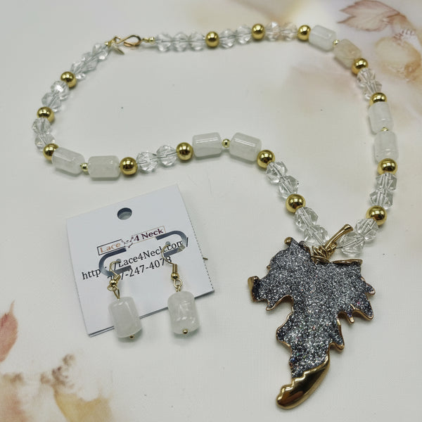“Otoño,” Clear Quartz & Hematite necklace