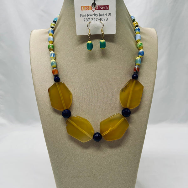 "Ovale", Agate & Glass necklace