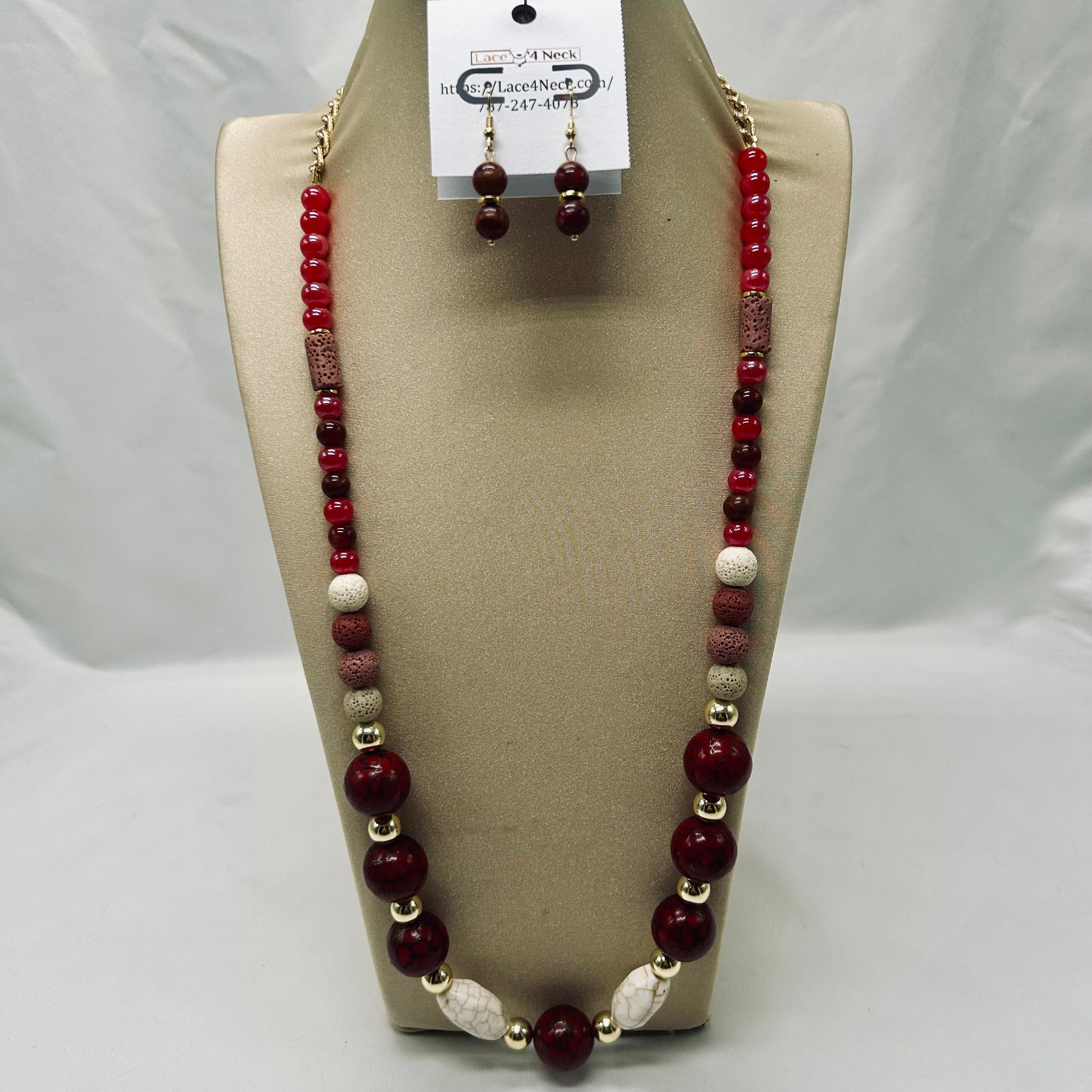 “Pallette,” Cloissone, Glass & Lava long necklace