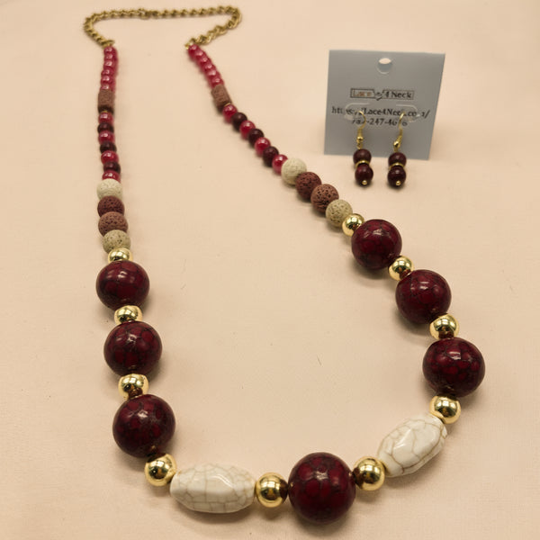 “Pallette,” Cloissone, Glass & Lava long necklace