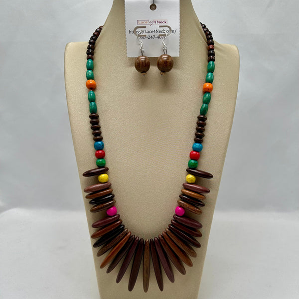 “Raíces”, Rosewood & Mix Color Wood necklace