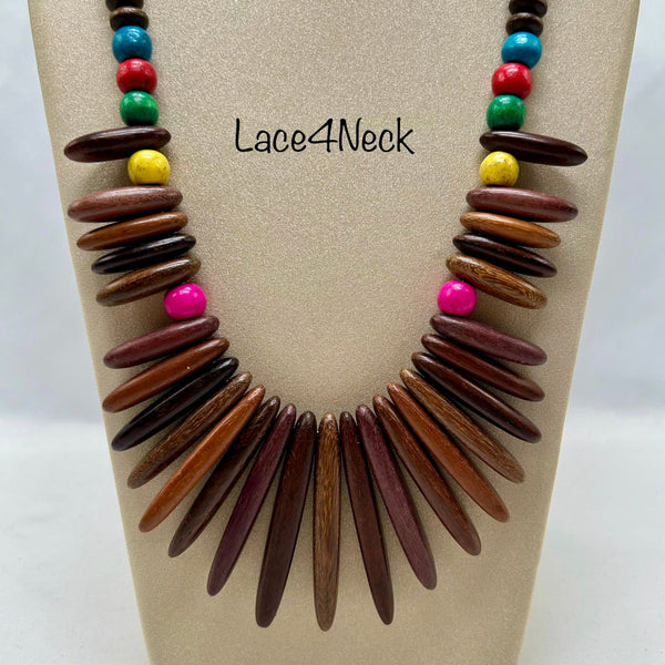 “Raíces”, Rosewood & Mix Color Wood necklace