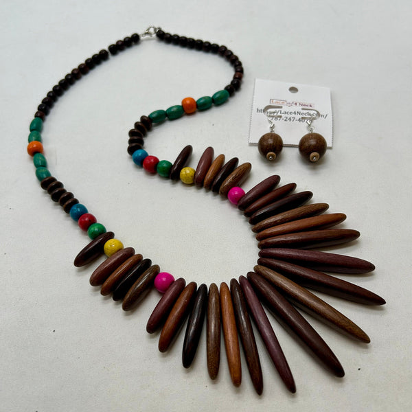 “Raíces”, Rosewood & Mix Color Wood necklace