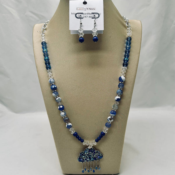 “Rainy,” Mixed Beads Long necklace