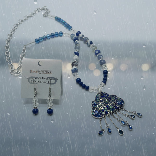 “Rainy,” Mixed Beads Long necklace