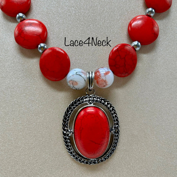 “Red Pepper”, Glass & Howlite necklace