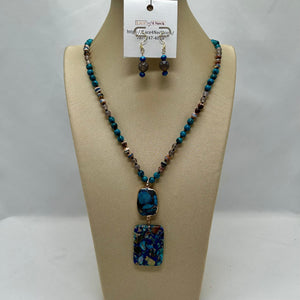 "Rhythm", Agate, Glass, Jasper & Turquouise necklace