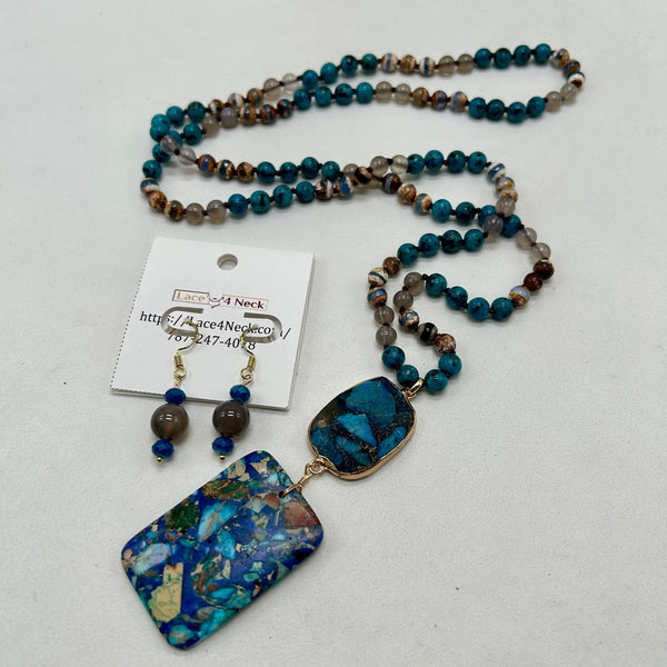 "Rhythm", Agate, Glass, Jasper & Turquouise necklace