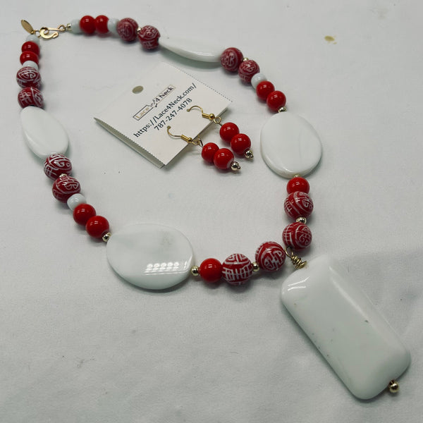 “Romance,” Glass, Hematite & Porcelain necklace