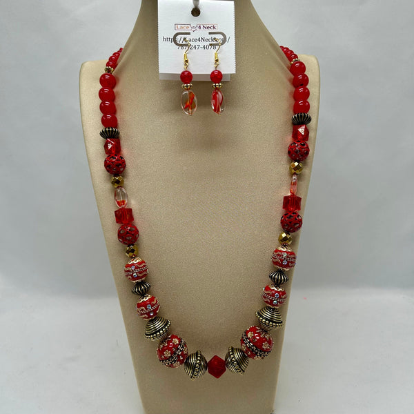 "Roses" mix beads necklace