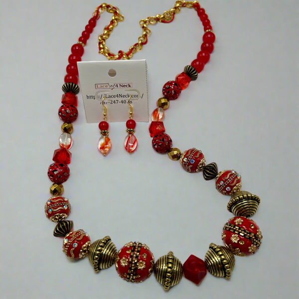 "Roses" mix beads necklace