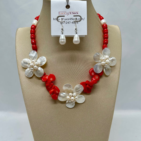 "Rubrum", Coral & Shell beads