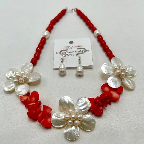 "Rubrum", Coral & Shell beads