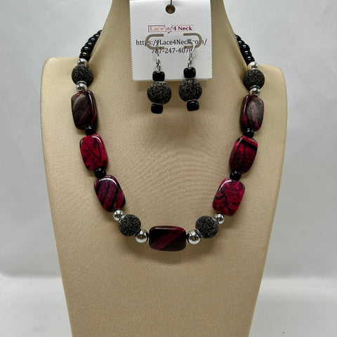 “Sangría”, Glass, Rhodonite & Tibetan Style necklace