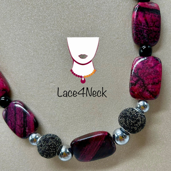 “Sangría”, Glass, Rhodonite & Tibetan Style necklace