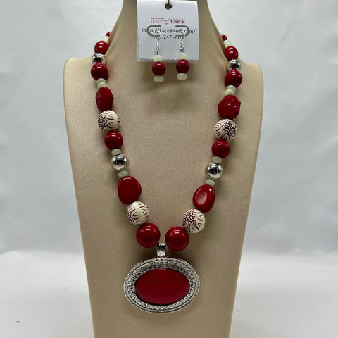 “Scarlet”, Acrylic and Angelite necklace