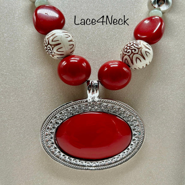 “Scarlet”, Acrylic and Angelite necklace