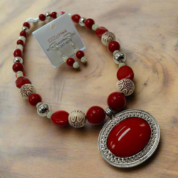 “Scarlet”, Acrylic and Angelite necklace