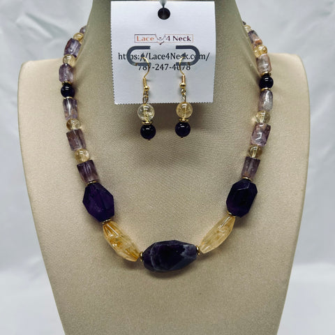“Solmist,” Amethyst, Ametrine & Citrine necklace