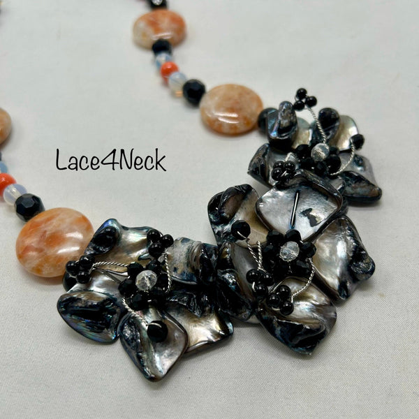 “Spooky”, Calcite & Shell necklace