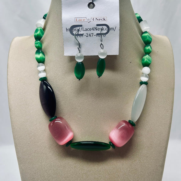 “Stallion Series,” Cat Eye & Jade necklaces