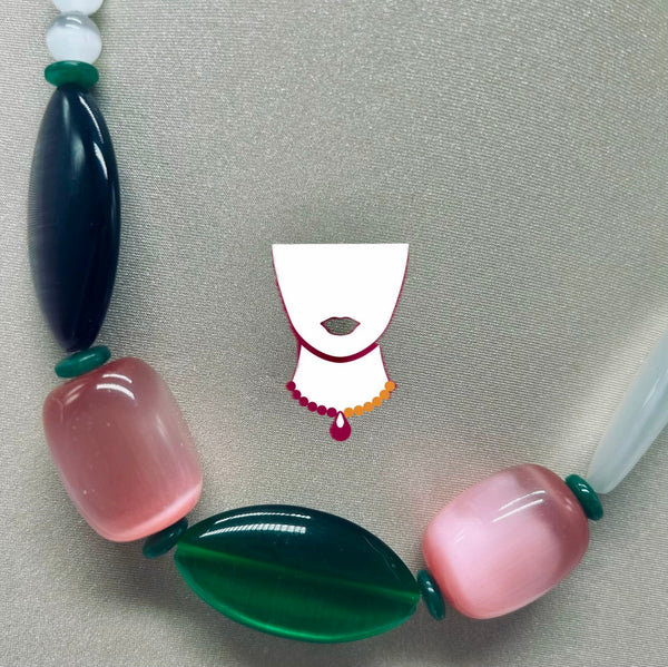 “Stallion Series,” Cat Eye & Jade necklaces