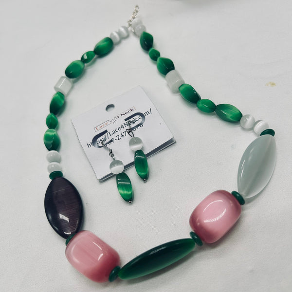 “Stallion Series,” Cat Eye & Jade necklaces