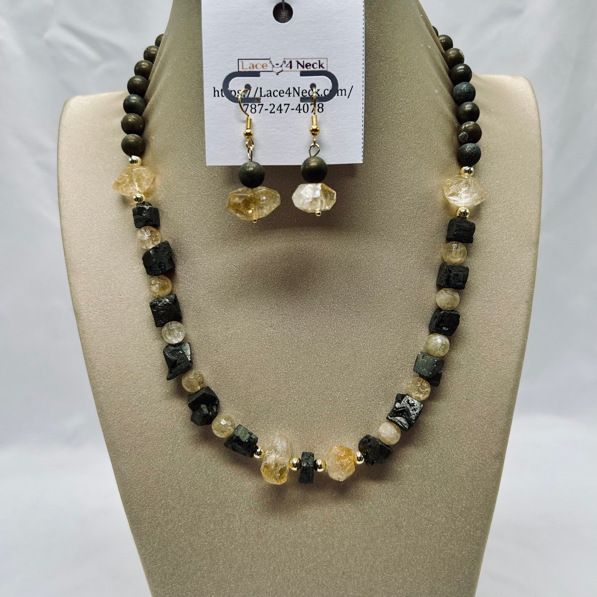 “Tarikan”, Citrine & Pyrite necklace