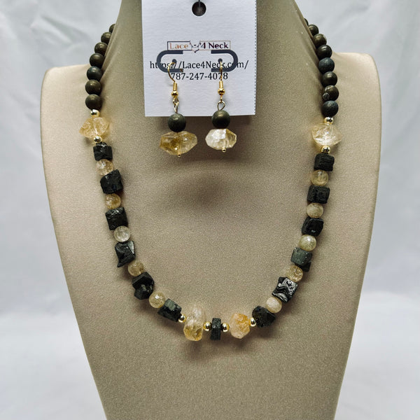 “Tarikan”, Citrine & Pyrite necklace