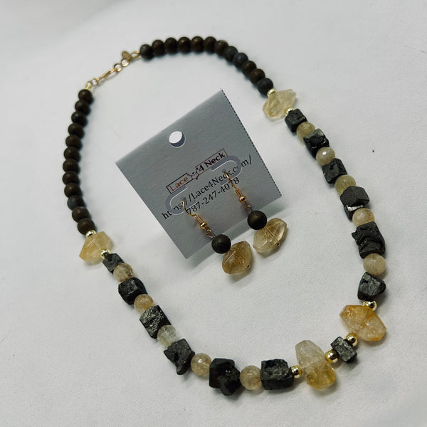 “Tarikan”, Citrine & Pyrite necklace