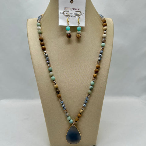 “Terra”, Amazonite & Picture Jasper necklace