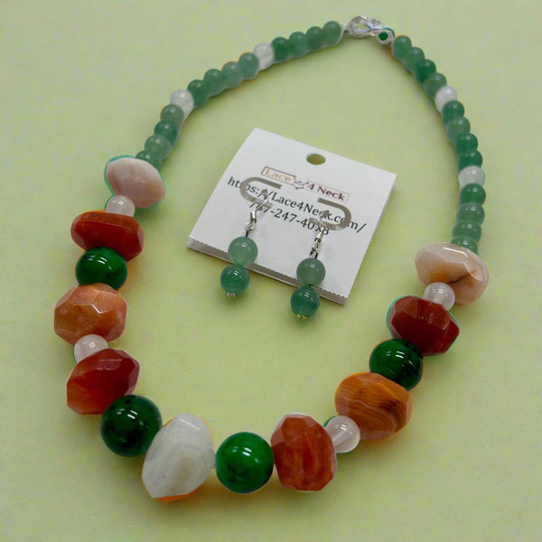 “Trilogy”, Bostwana Agate & Aventurine necklace