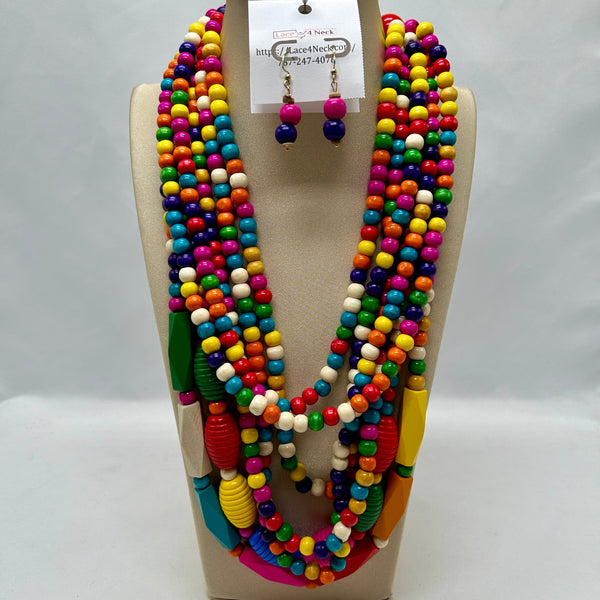 “TropiCubo”, Mix Color Wood necklace