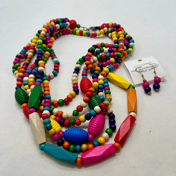 “TropiCubo”, Mix Color Wood necklace