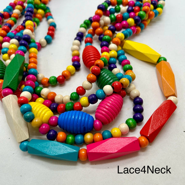 “TropiCubo”, Mix Color Wood necklace