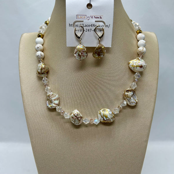 “Vanilla”, Gold Hematite & Shell necklace