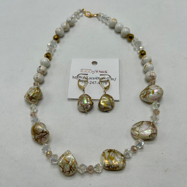 “Vanilla”, Gold Hematite & Shell necklace