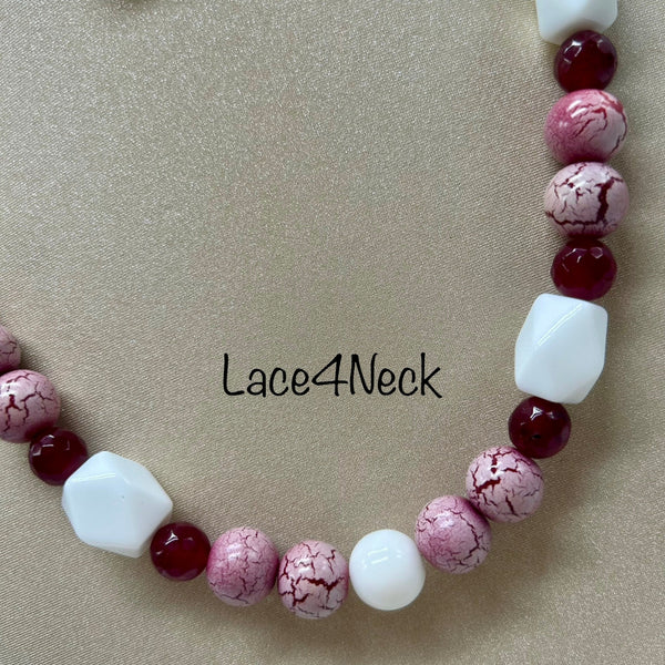 “Vino y Seda”, Chalcedony, Glass & Porcelain necklace