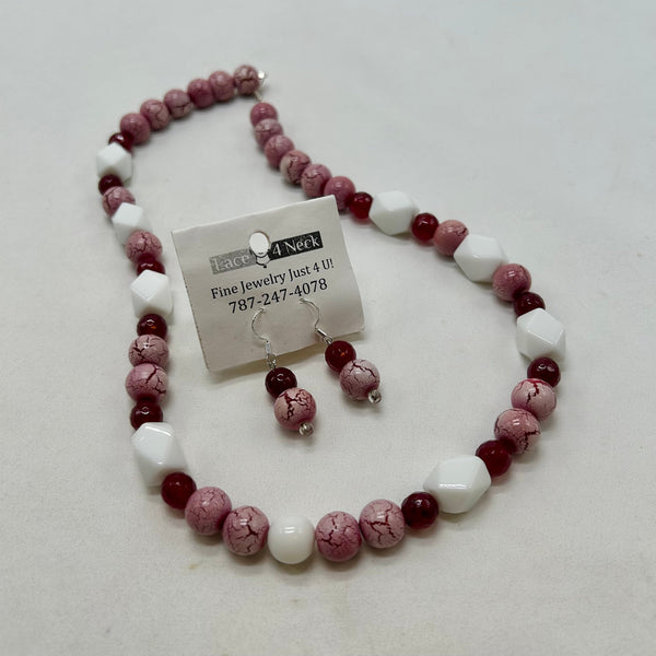 “Vino y Seda”, Chalcedony, Glass & Porcelain necklace