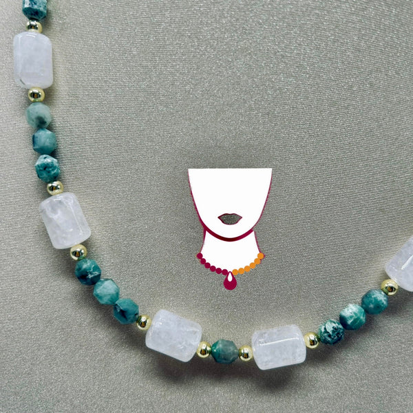 “Viridiana,” Green Emerald & Clear Quartz necklace