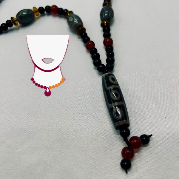 Necklace with beads on a white background