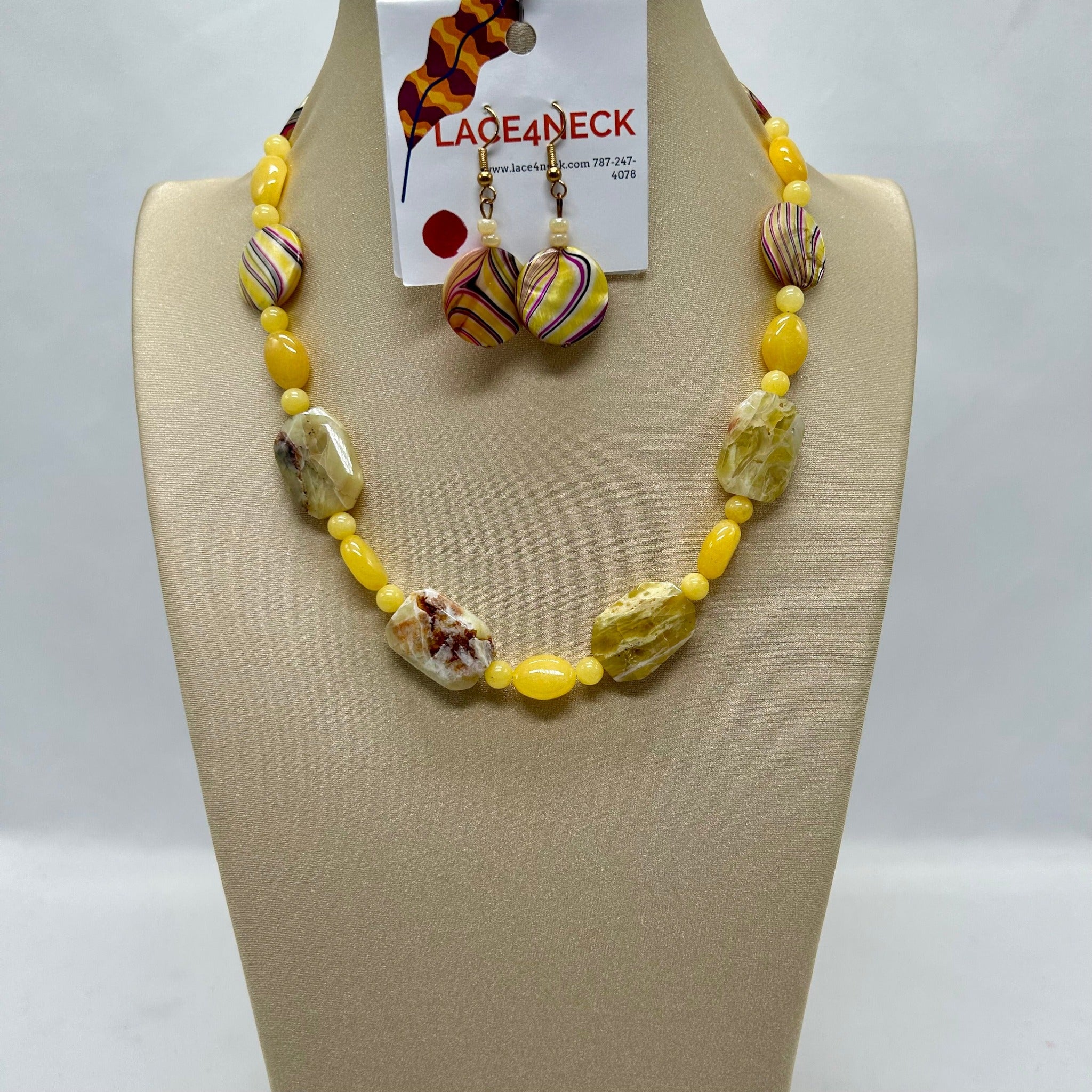 "Yellow Shell", Opal & Shell necklace